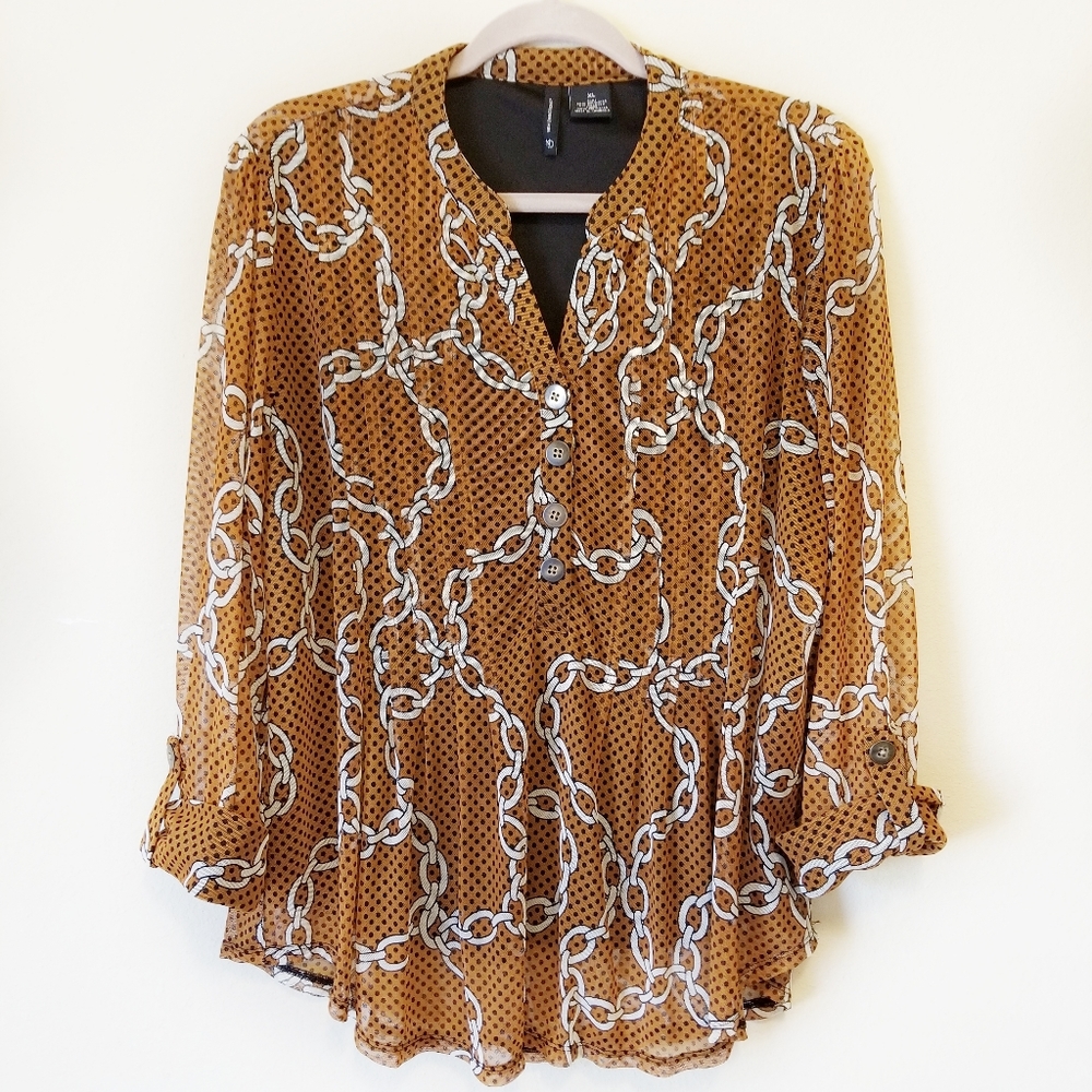 ND- New Directions Mustard top with Chain print.